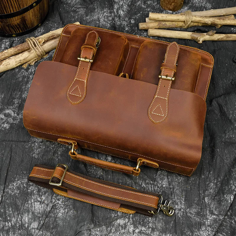 Bolso bandolera de cuero de vaca de negocios