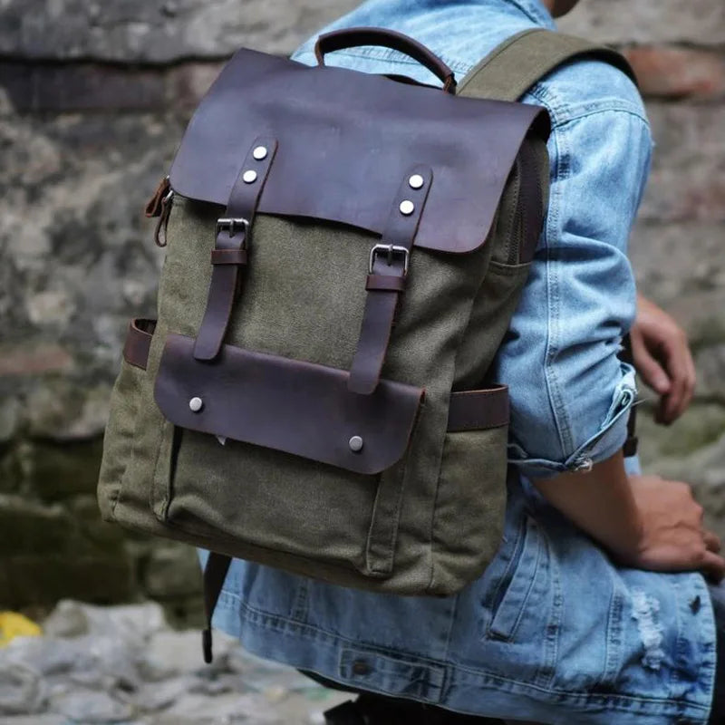 Leather Backpacks Travel Vintage Bookbag