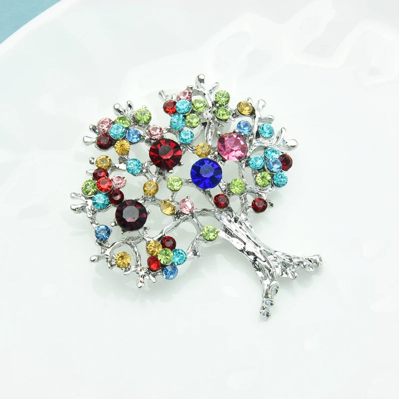 Broches de árbol de diamantes de imitación multicolores