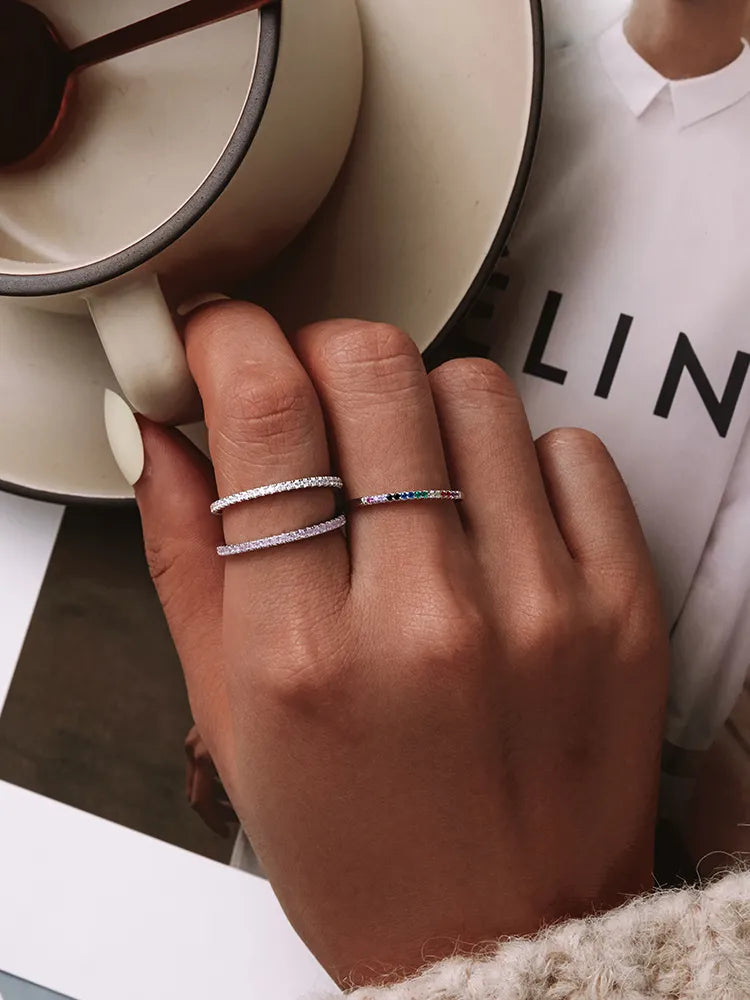 Sterling CZ Simulated Diamond Stackable Ring