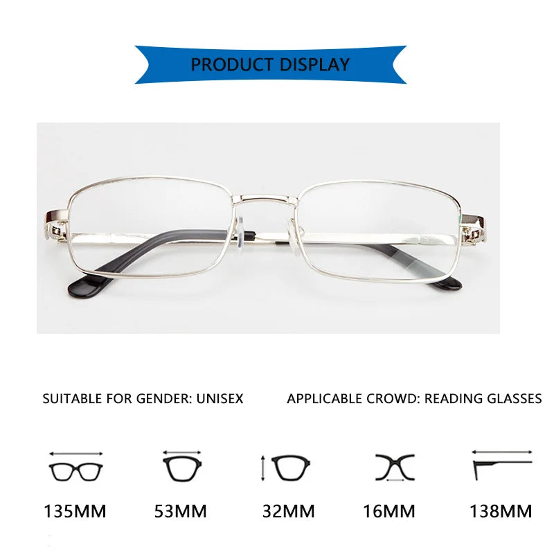 Gafas de lectura con lentes de vidrio real, montura completa
