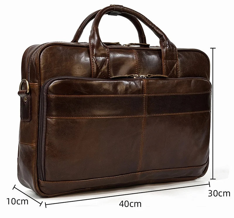 Bolso bandolera de cuero de vaca de negocios