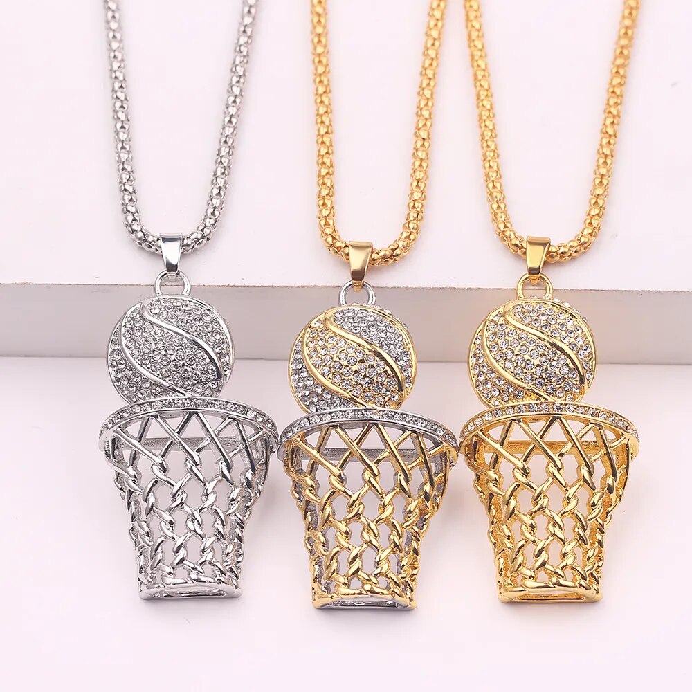 Exaggerated Punk Basketball Pendant Necklaces