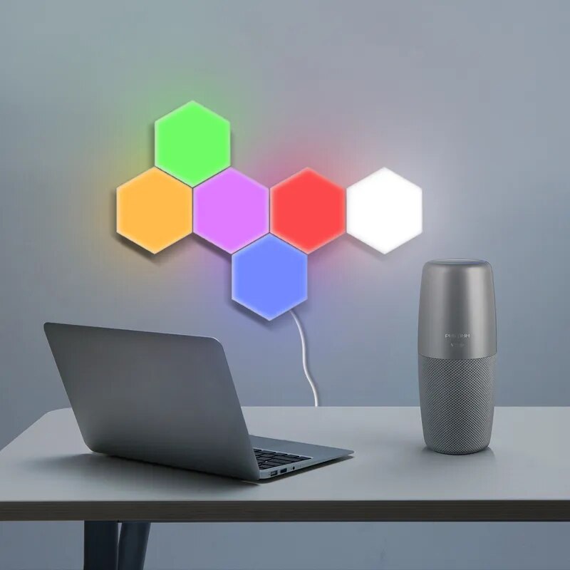 Touch-Controlled Hexagon Quantum Wall Lamp