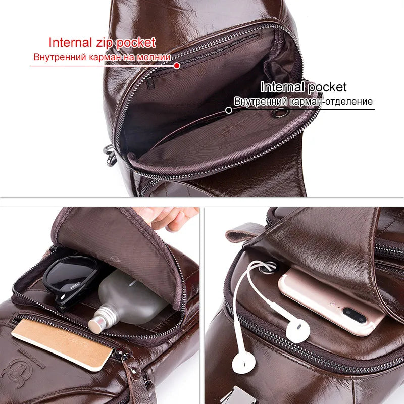 Bolso de pecho de cuero genuino