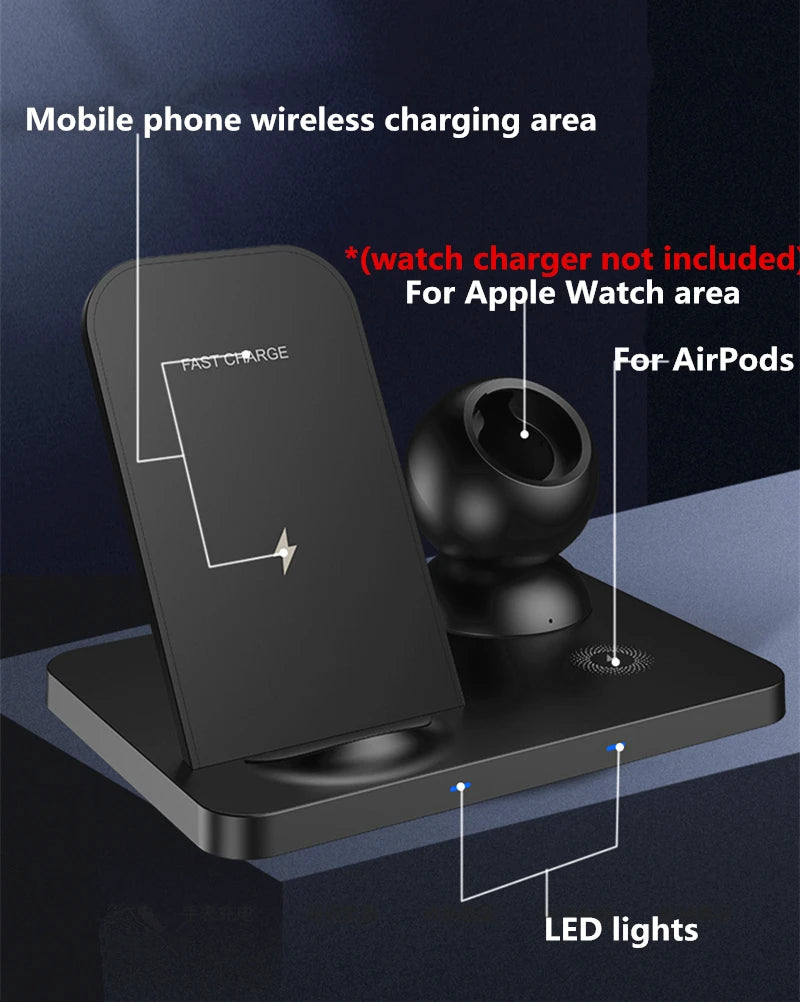 Drahtloser Ladeständer 3 in 1 Schnellladung für Apple