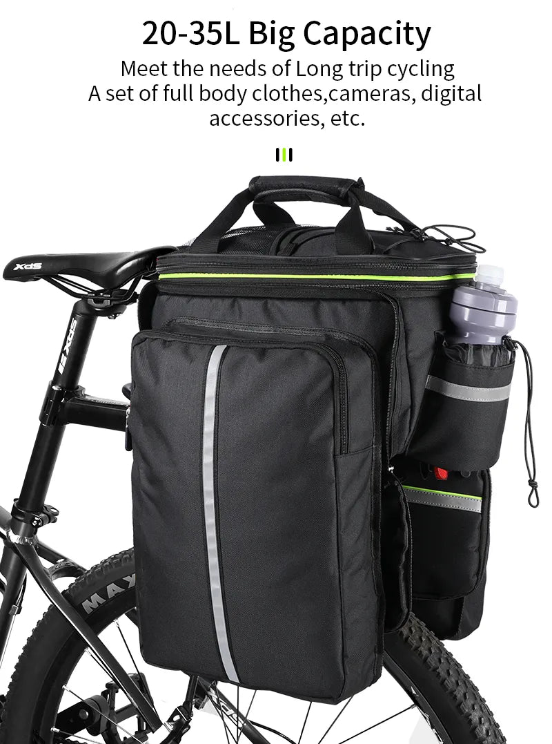 3 In 1 Waterproof Bicycle Trunk Large Capacity Travel Bag