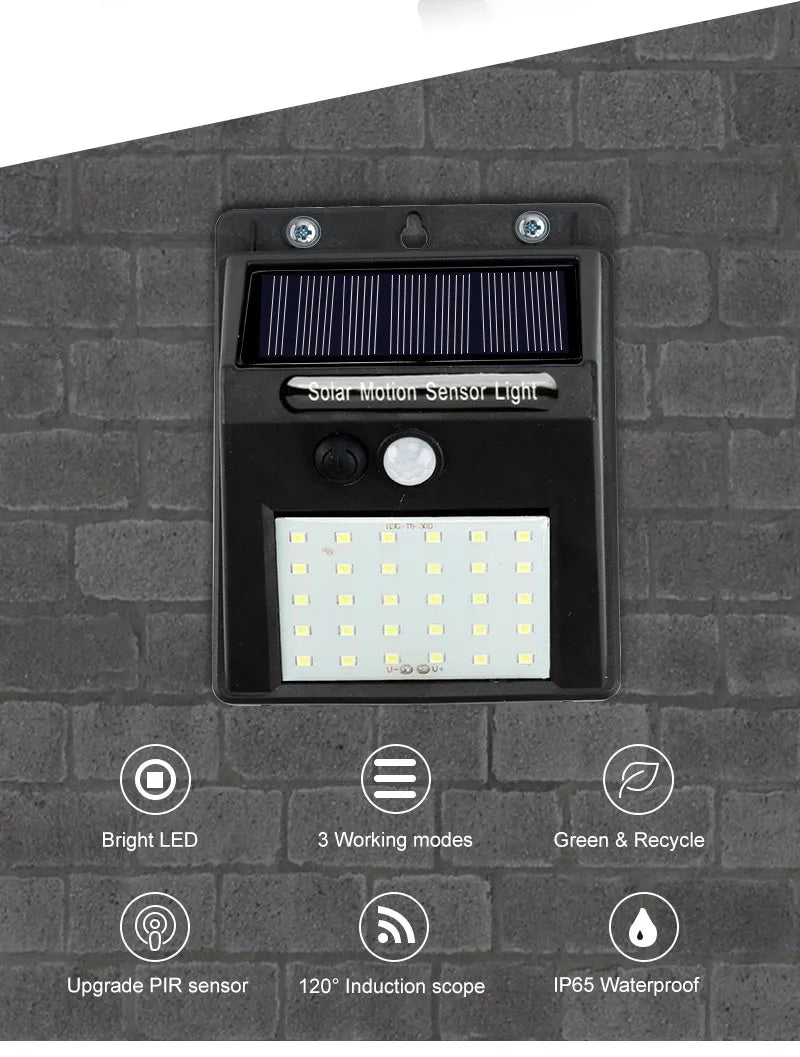 Outdoor Solar Motion Sensor Wall Light