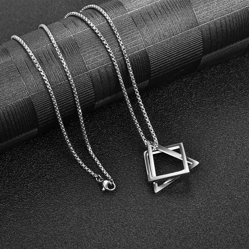 Stainless Steel Geometric Pendant Chain