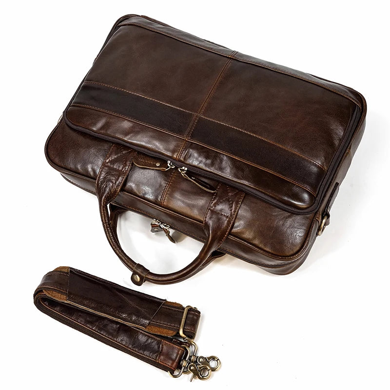 Bolso bandolera de cuero de vaca de negocios
