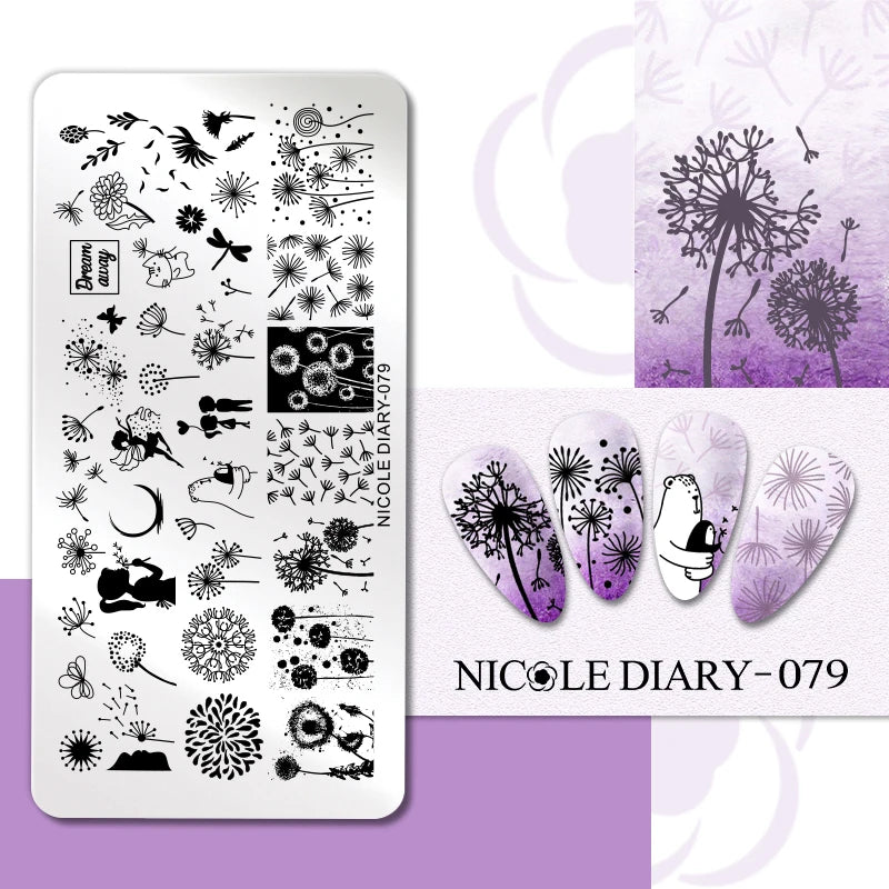Flower Nail Stamping Plates Template Geometric