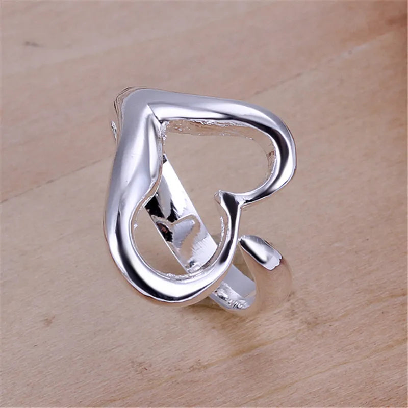 Sterling Silver Heart-Shaped Open Ring