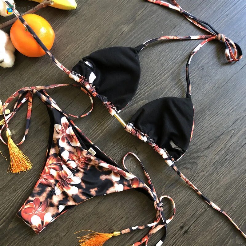 Mini Halter Bathing Brazilian Swimsuit Thong Bikini Set