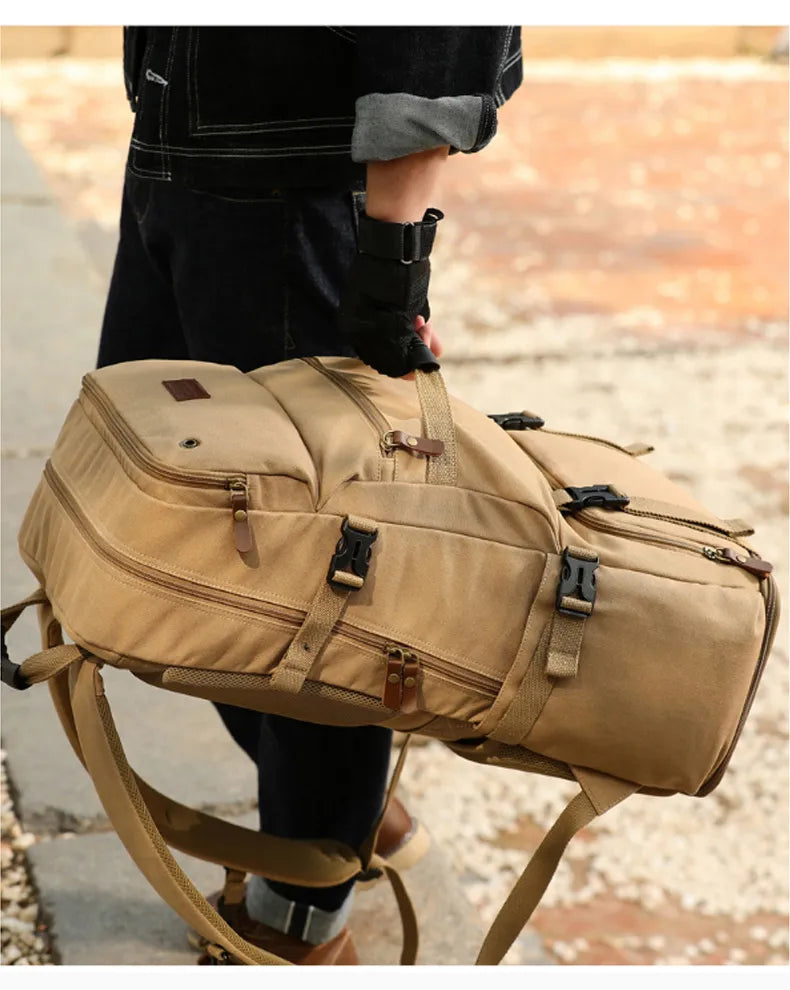 Large Travel Backpack Expandable Canvas Luggage Bag