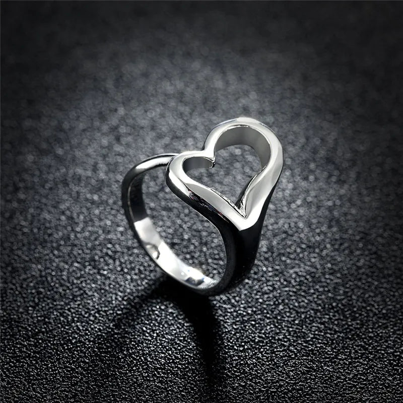 Sterling Silver Heart-Shaped Open Ring