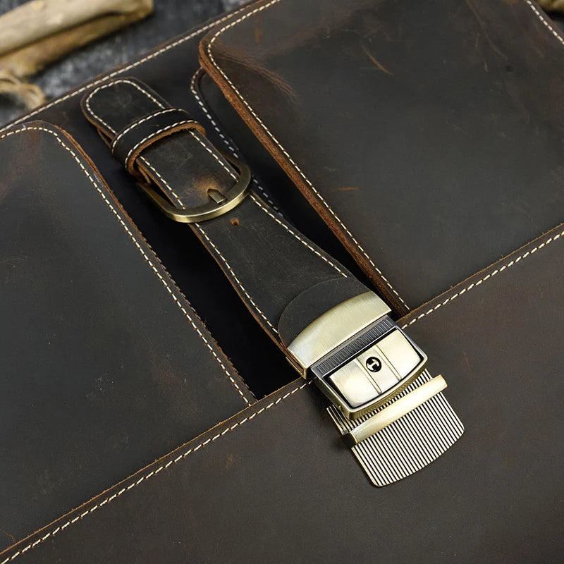 Bolso bandolera de cuero de vaca de negocios