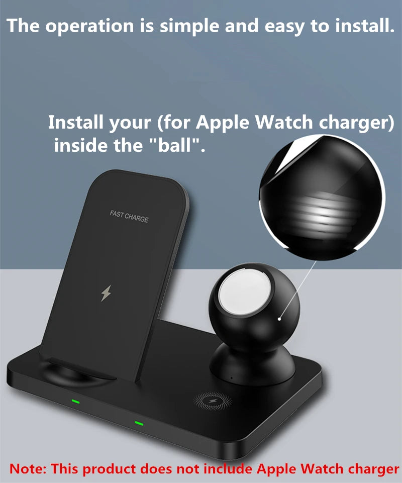 Drahtloser Ladeständer 3 in 1 Schnellladung für Apple