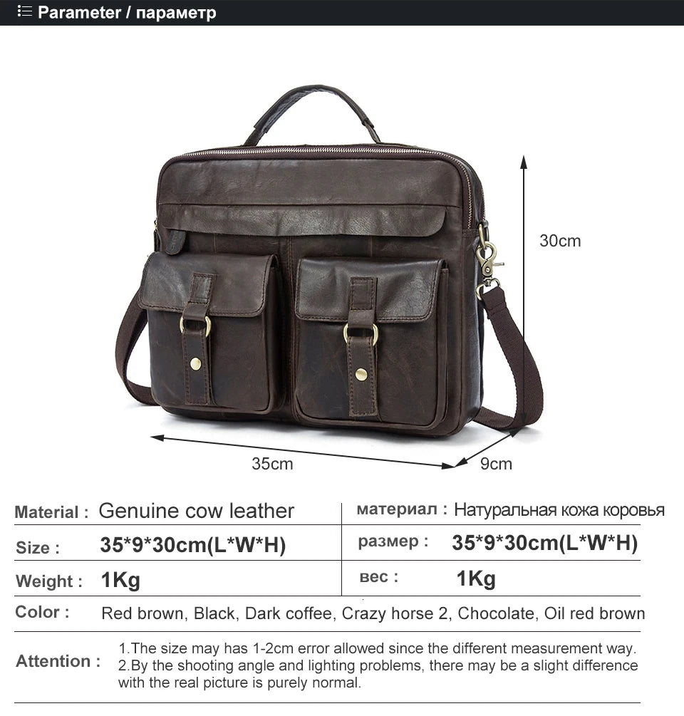 Leder-Aktentasche, Büro-Laptop-Handtasche