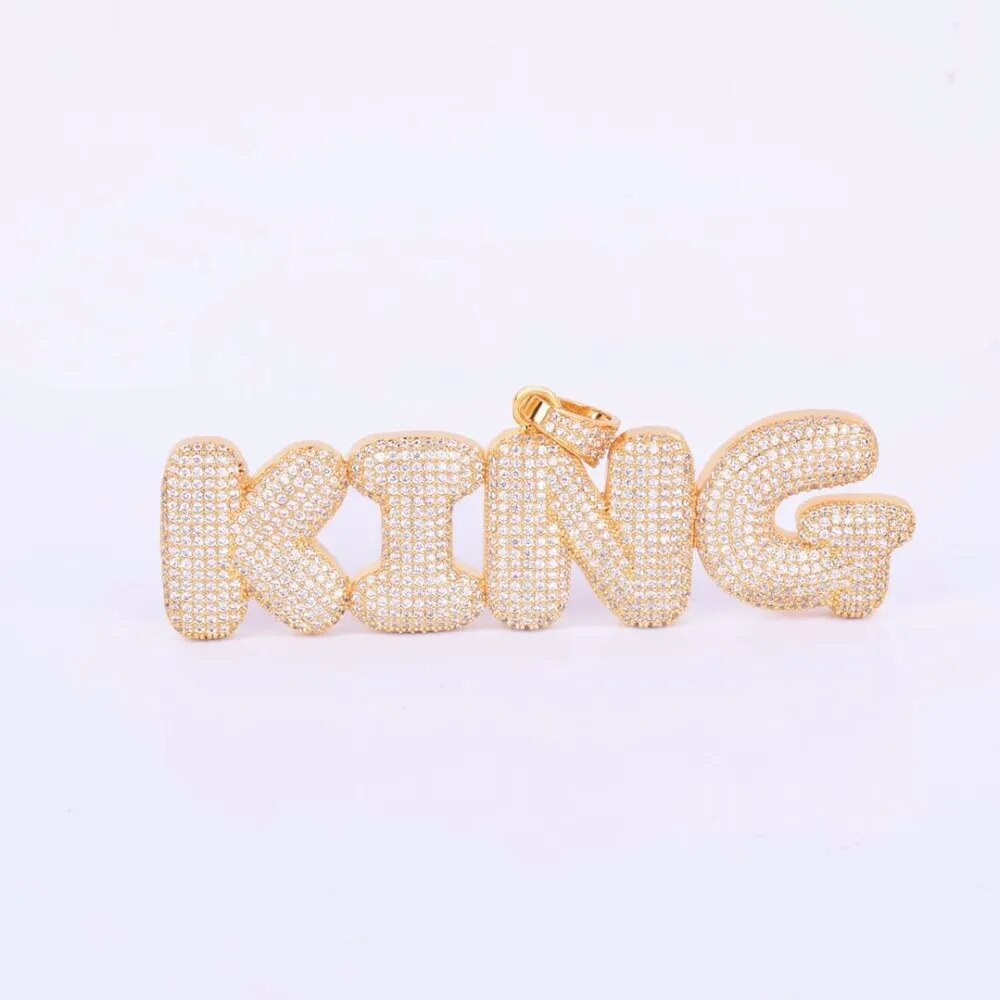 Bubble Letter Personalized Pendants Plated