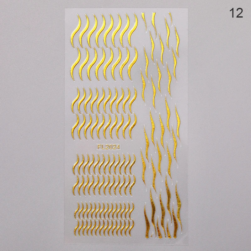 Papers Stripe 3D Nail Sticker