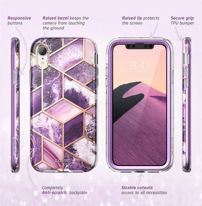 Estuche protector de mármol con brillo de cuerpo completo de 6.1"