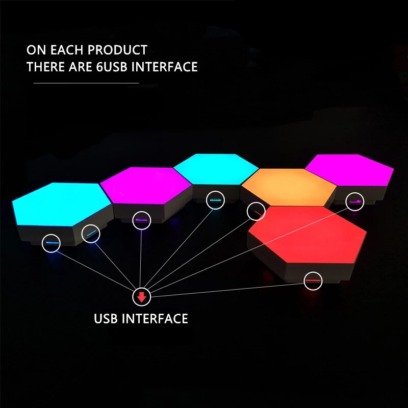 Touch-Controlled Hexagon Quantum Wall Lamp