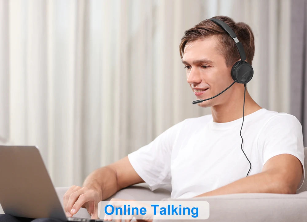 Mic Mute Noise Cancelling Call Center Headphones