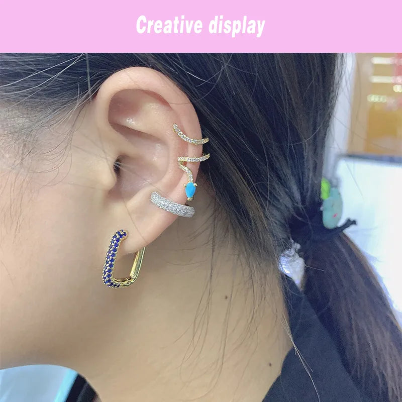 Hoop Crystal Accents Earrings