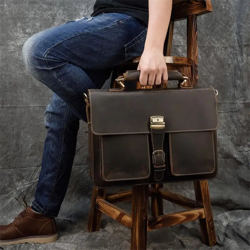 Bolso de hombro vintage 100% cuero genuino