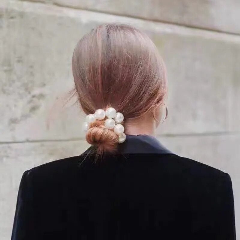 Mujer Lazos Para El Cabello Con Perlas Grandes Banda De Goma De Moda