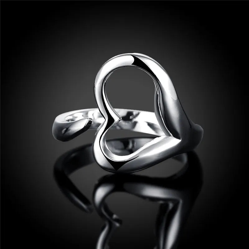 Sterling Silver Heart-Shaped Open Ring