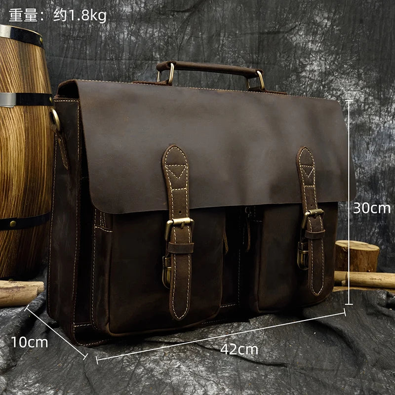 Bolso bandolera de cuero de vaca de negocios