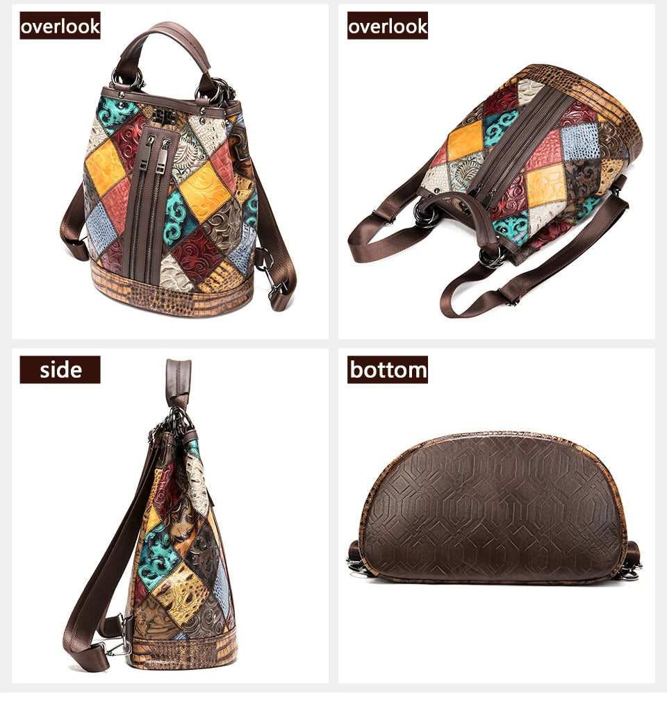 Bolsos tipo mochila de cuero genuino