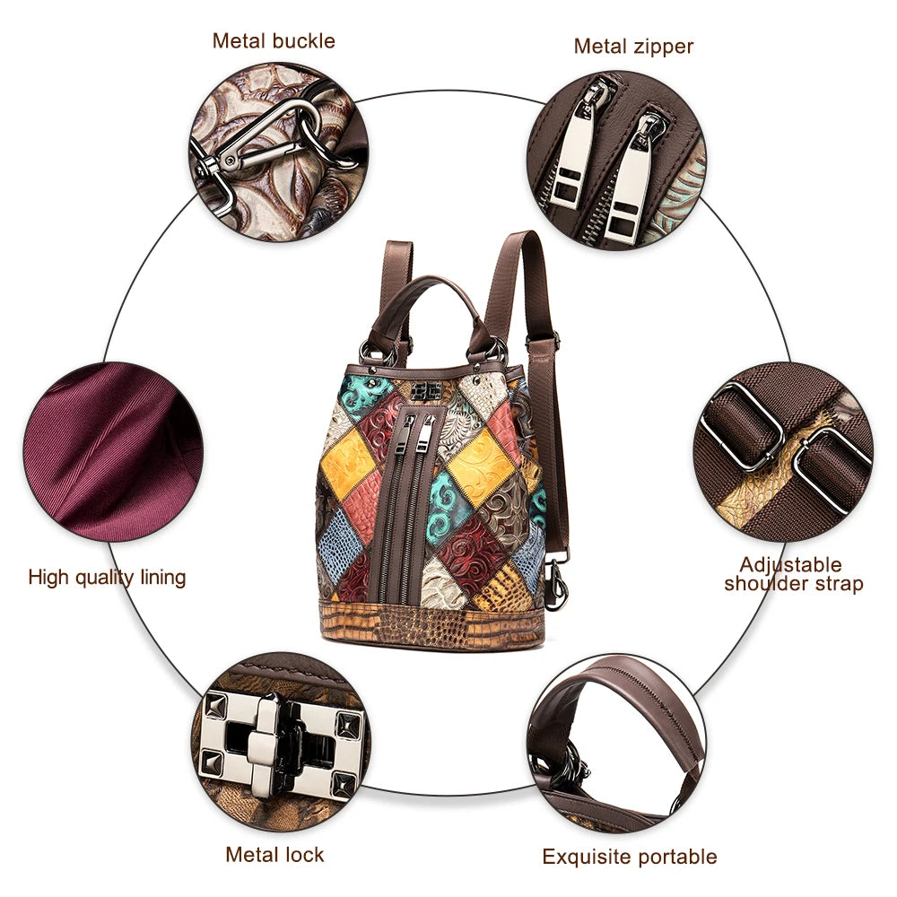 Bolsos tipo mochila de cuero genuino