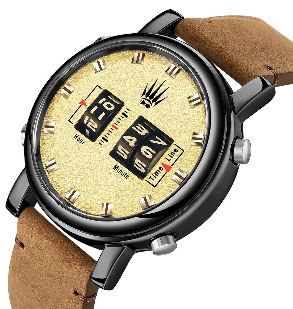 Digital Roller Numbers Quartz Watch