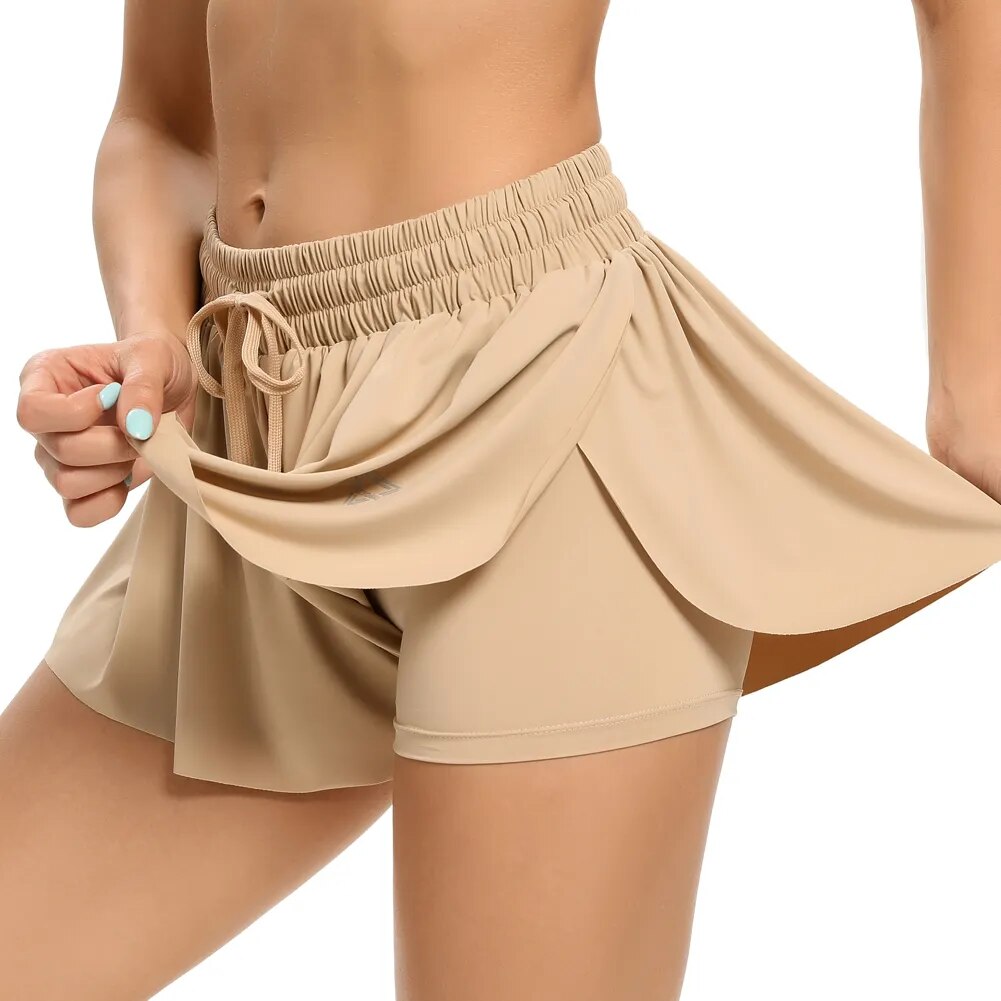 Women's High Waist 2 in 1 Fitness Shorts