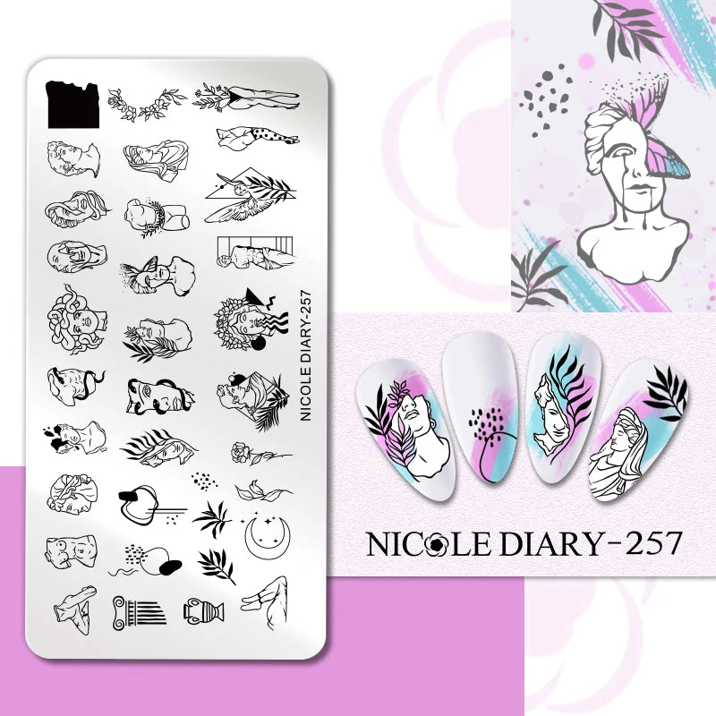 Flower Nail Stamping Plates Template Geometric