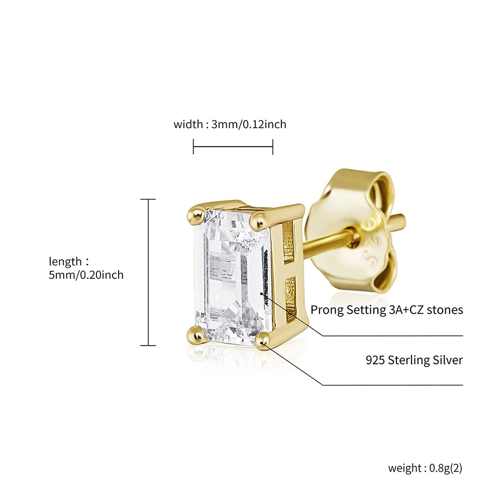 2-4mm Baguette Earrings