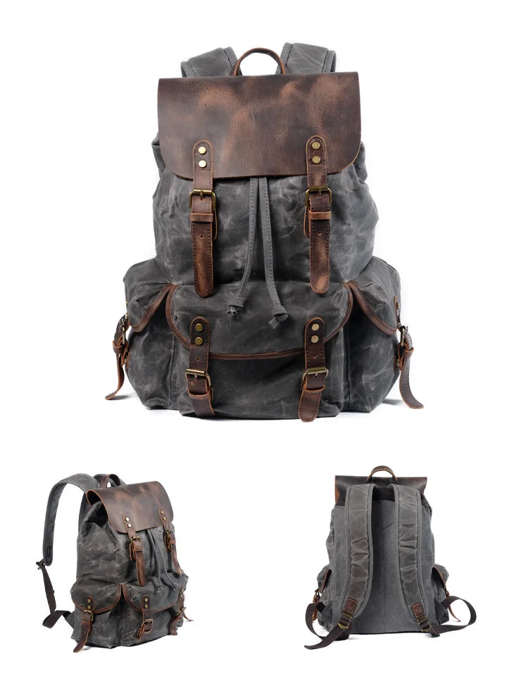Leather Backpacks Travel Vintage Bookbag