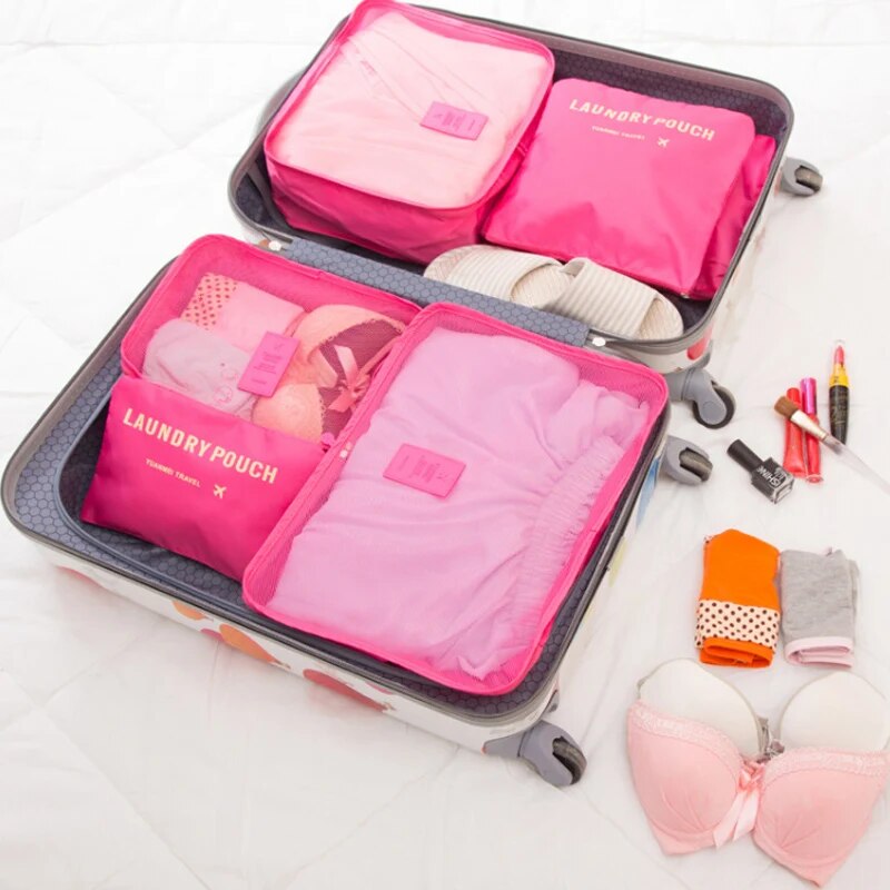 6pcs/Set Travel Organizer Laundry Bag Storage Case