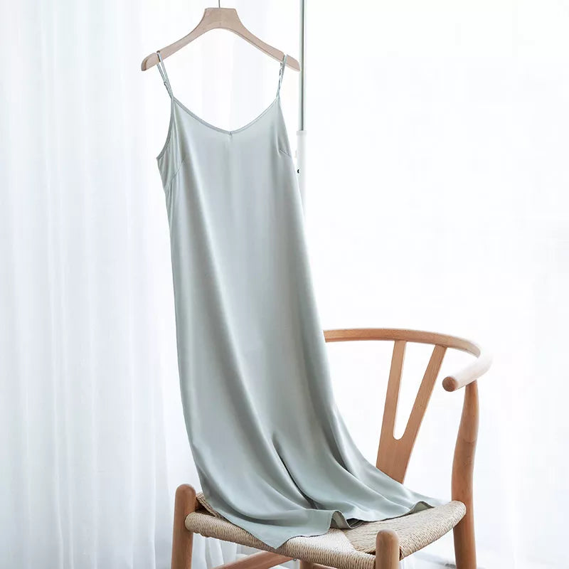 Summer Spaghetti Satin Long Dress