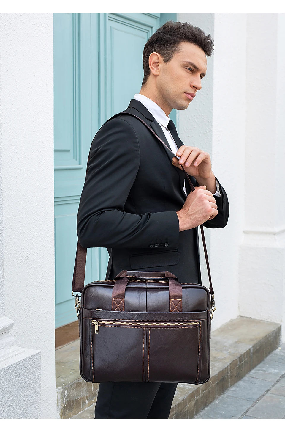 Laptoptasche aus echtem Leder für 14 Computer