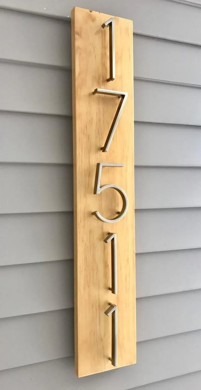 Silver 5-Inch Outdoor Address Numbers with Dash Slash