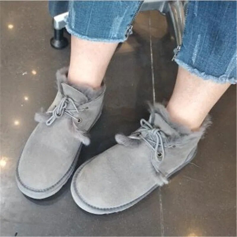 Sheepskin Leather Natural Fur Snow Boots