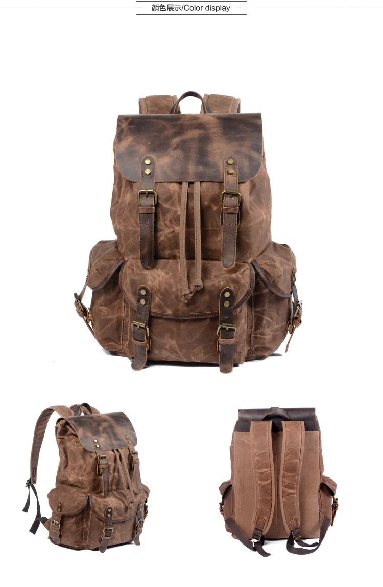 Leather Backpacks Travel Vintage Bookbag
