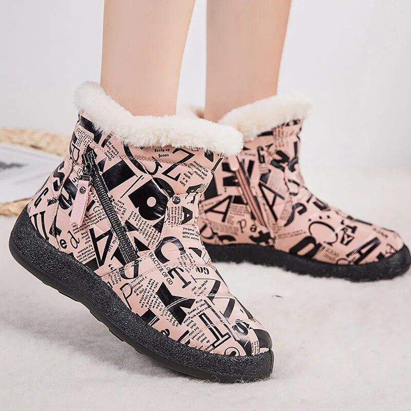Stylish Waterproof Snow Boots for Women with Low Heels