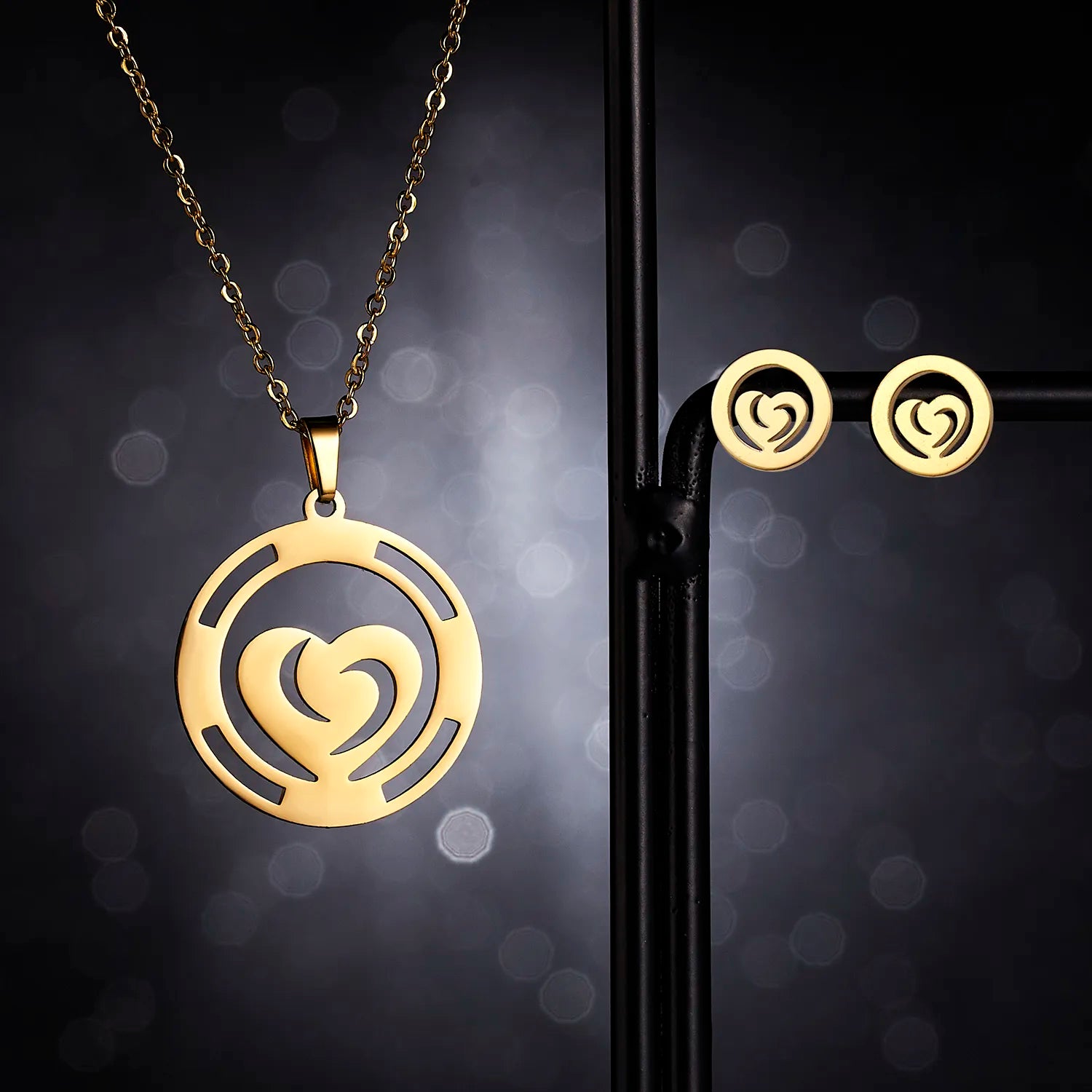 Stainless Steel Mama Love Heart Rose Flower Pendant