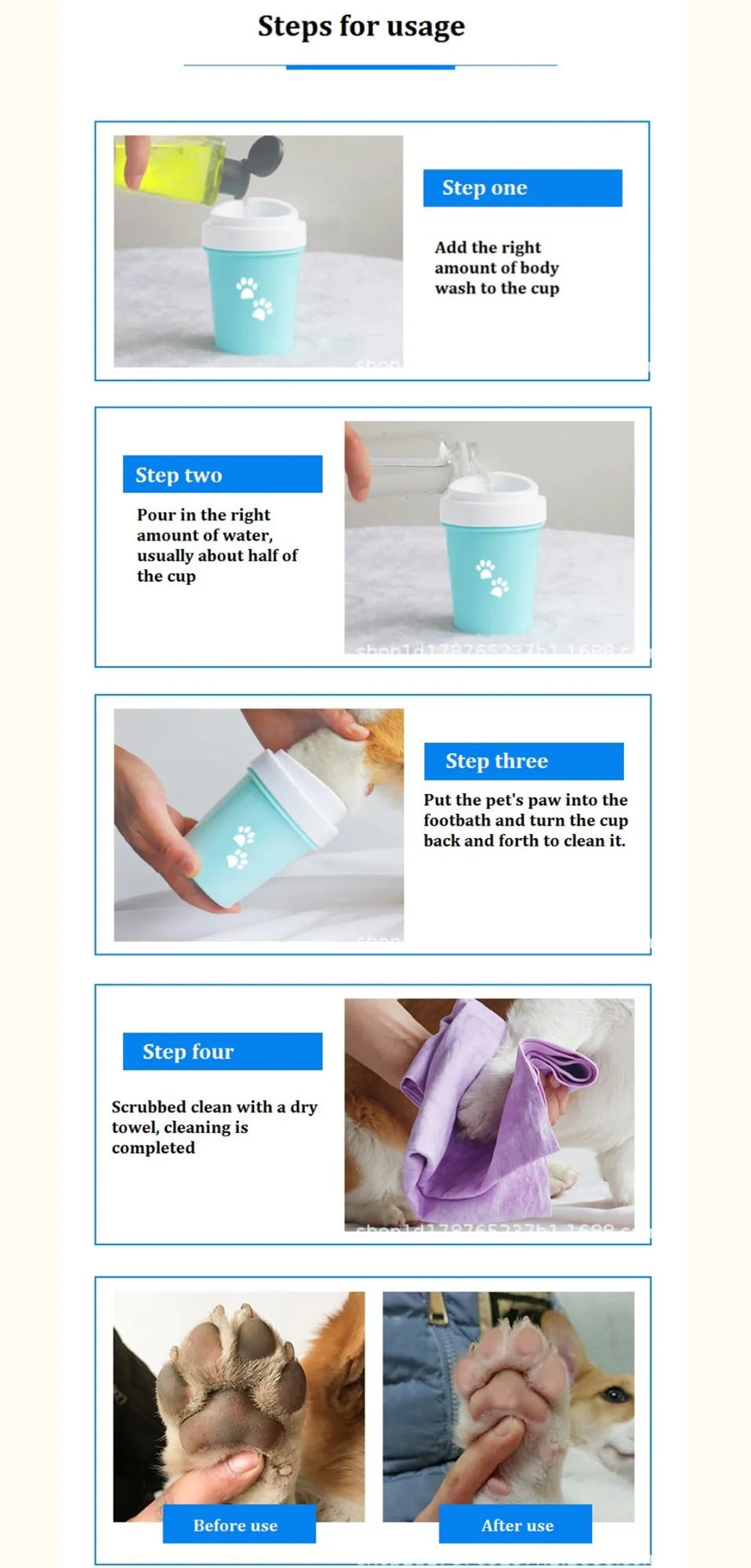 Portable Dog Paw Cleaner Easy Foot Wash for Pets