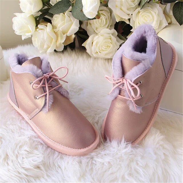 Sheepskin Leather Natural Fur Snow Boots