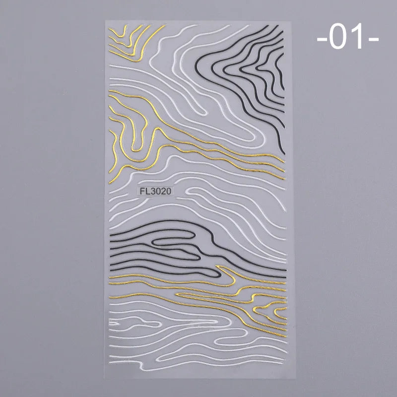 3D Lines Nail Stickers